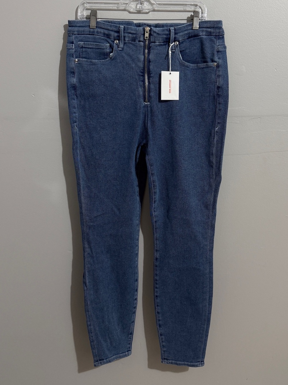 Good American Good Waist Jeans Womens 16 Exposed Zip Skinny Organic Cotton - Picture 2 of 10